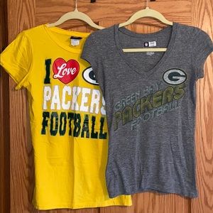 TWO Green Bay Packers Football T-shirts